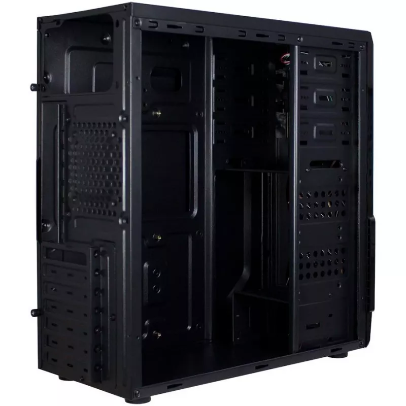 Korpuss INTER-TECH B-42 Black Midi Tower, ATX, 2xUSB2.0, zila LED lente, barošanas bloks nav iekļauts