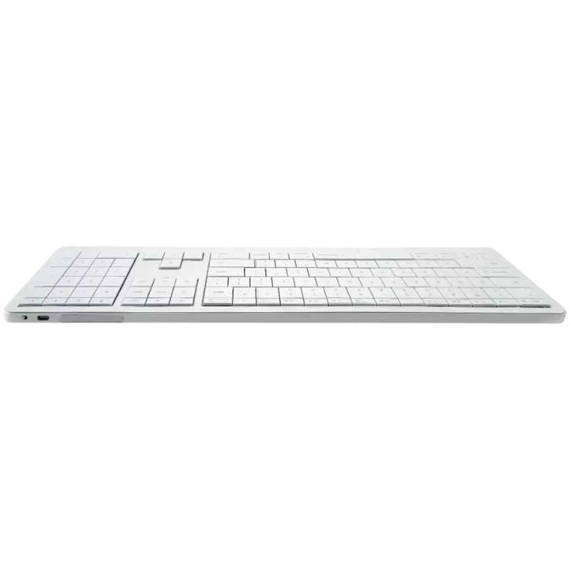 Bezvadu tastatūra CLEVETURA CLVX 1 Touch-On-Keys AI — ANSI US Mac izkārtojums, šķērveida slēdži, alumīnija korpuss, interaktīvs RGB