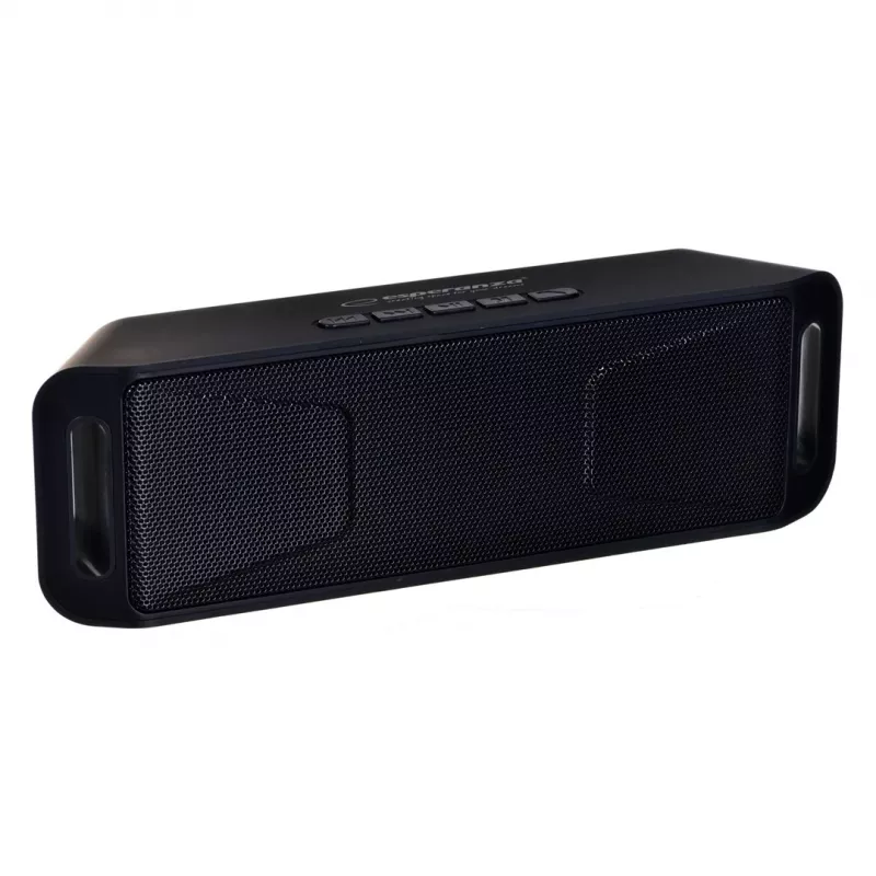 Stereo pārnēsājamais skaļrunis ESPERANZA FOLK melns — 6 W RMS, Bluetooth, MicroSD, LiPo baterija
