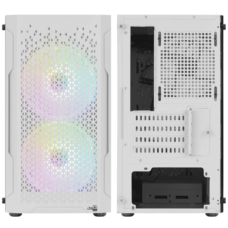 ATX AEROCOOL TRINITY MINI FRGB MICRO MINI TOWER KORPUSS AR STIKLA PANELI (BALTS)