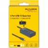 DeLOCK 64189 USB centrmezgls Type-C 10000 Mbit/s zils metāls