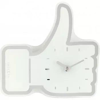 NeXtime pulkstenis 5185wi Mini Thumbs Up, 20,5x21 cm, sienas, balts/sudrabs