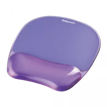 Peļu paliktnis Fellowes Crystals Gel ar gēla plaukstas balstu, violets, 202×230 mm, 32 mm biezums