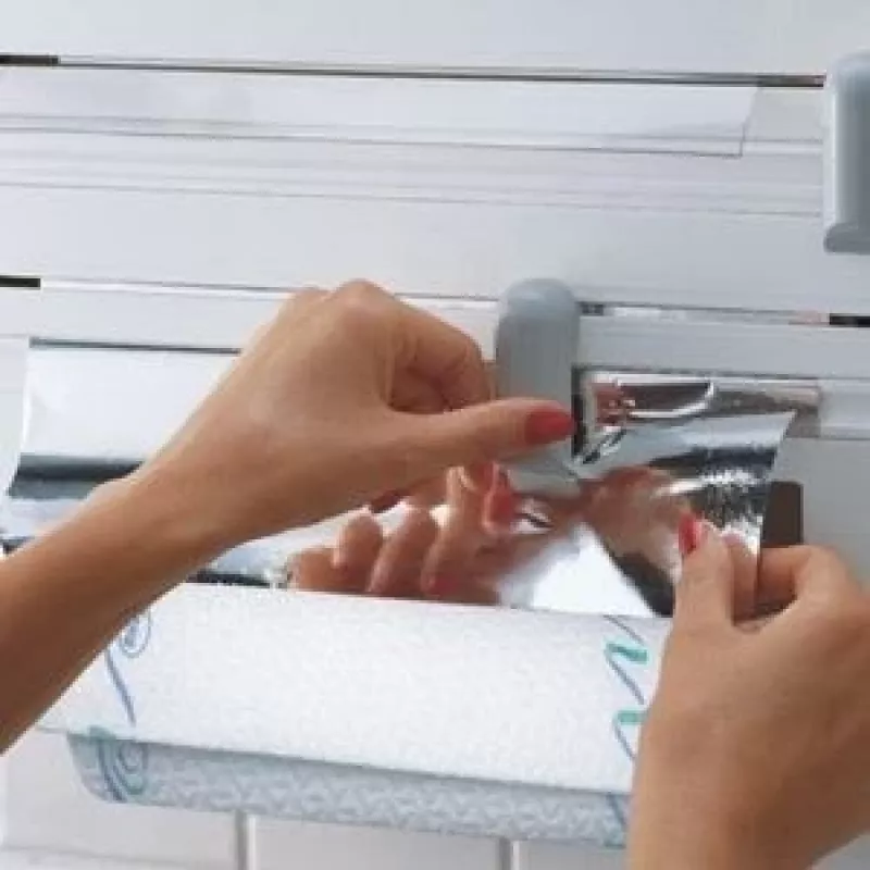 Leifheit 25703 papīra dvieļu turētājs Pie sienas stiprināms papīra dvieļu turētājs Pelēks, balts