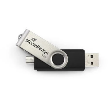 MEDIARANGE MR931-2 - 16 GB - USB Type-A / Micro-USB - 2.0 - 15 MB/s - grozāmais gredzens - Sudraba - Melns