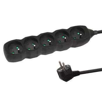 Sadales kontaktligzda ESPERANZA ELK208K — 5 ligzdas, 3 m kabelis, melna