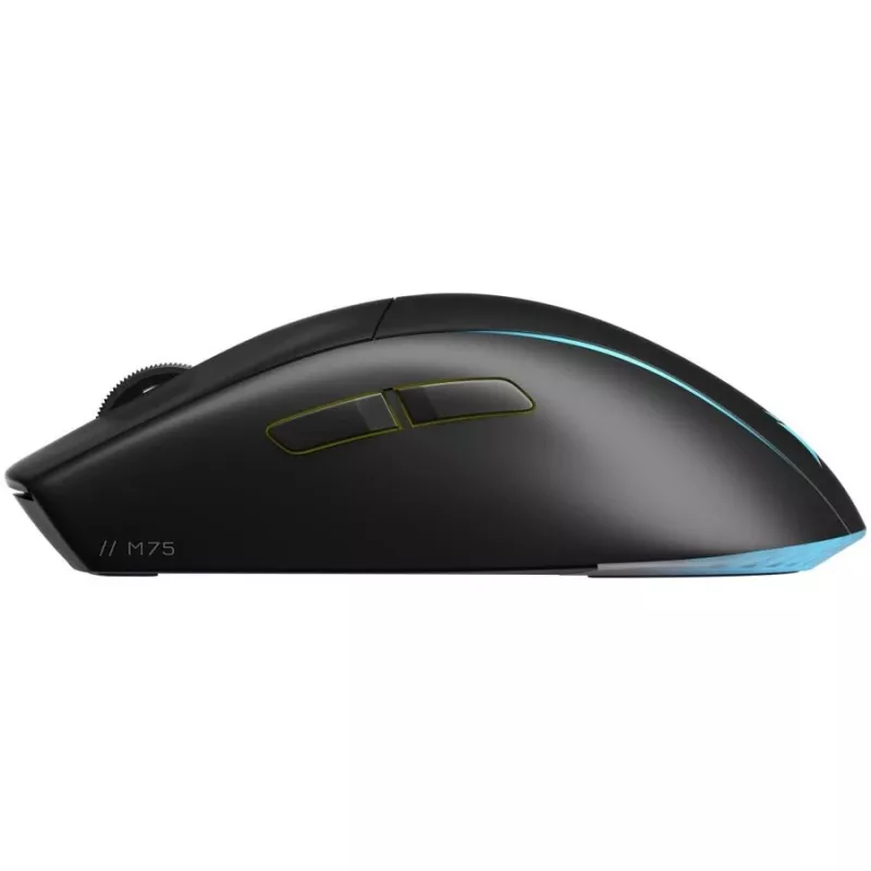 Spēļu peles paliktnis CORSAIR M75 — melns, vienkrāsains virsma, svars 0,089 kg