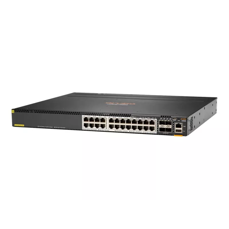 Hewlett Packard Enterprise HPE Aruba 6300M - Slēdzis - L3 - pārvaldīts - 24 x 1/2,5/5/10GBase-T + 4 x 1 Gigabits / 10 Gigabits / 25 Gigabits / 50 Gigabits SFP56 (Augšupielāde / Sakraušana) - Priekšpuse