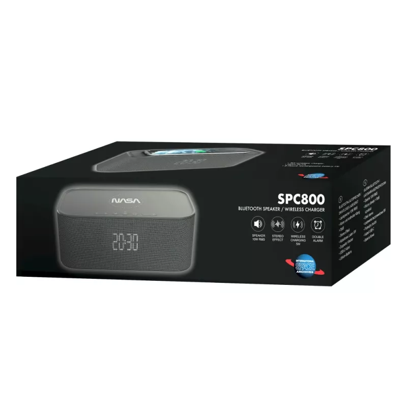 NASA SPC800 Bluetooth skaļrunis / modinātājpulkstenis / bezvadu lādētājs
