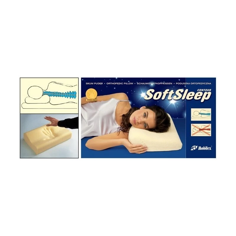 Ortopēdiskais spilvens Mobilex SoftSleep L izmērs, ergonomiskas putas, 500×300×120 mm, blīvums 50 kg/m³