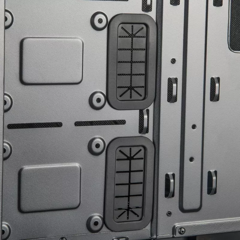 PC korpuss MODECOM Oberon Pro Midi Tower — melns, atbalsta ATX/microATX/ITX, 7 paplašināšanas sloti, līdz 395 mm GPU, 5 HDD/3 SSD nodalījumi