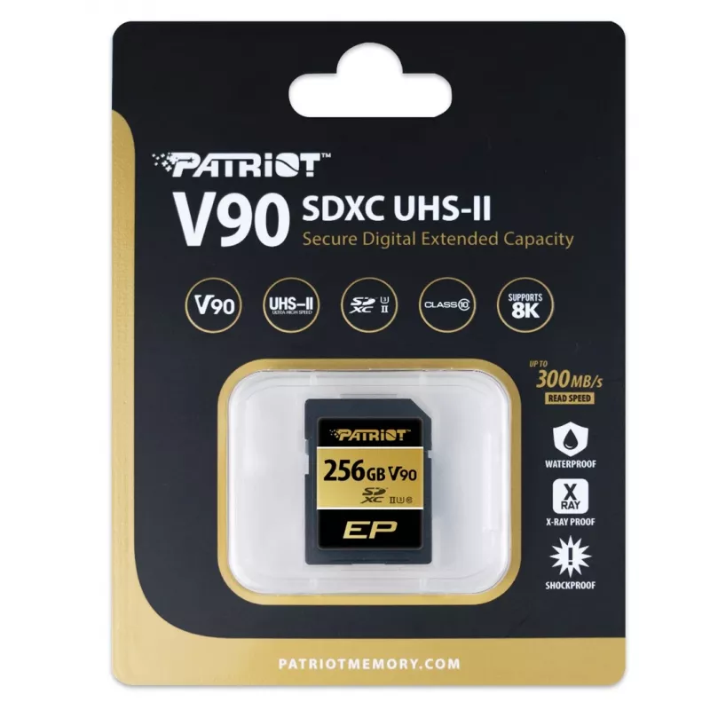 Atmiņas karte PATRIOT V90 256GB SDXC UHS-II U3 Class 10 (PEF256GEP92SDX)