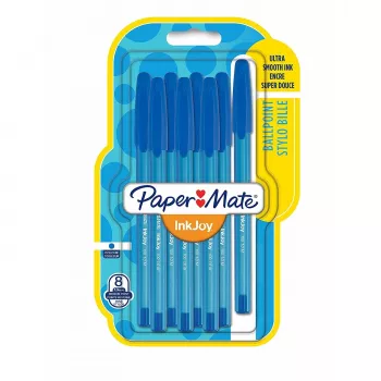 PAPER MATE lodīšu pildspalva InkJoy 100 ar vāciņu 8 gab. M zila