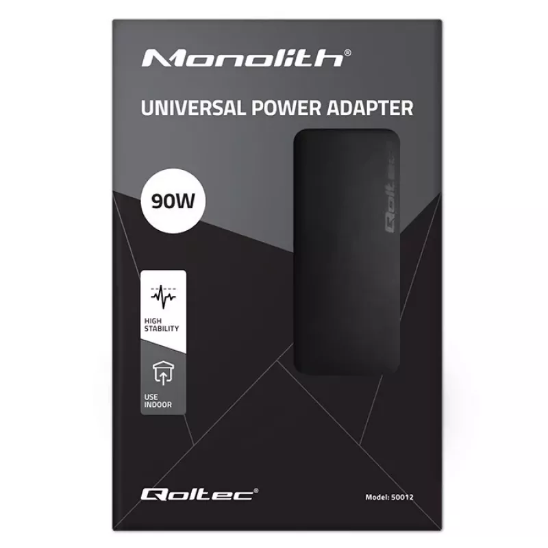 Qoltec 50012 Automātiskais universālais barošanas adapteris 90W | 9 spraudņi | + strāvas kabelis