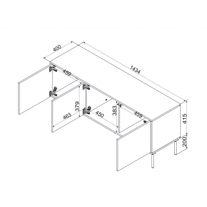 Cama INSERTO 3D TV skapis 143.5x40x61.5 kašmira + LED