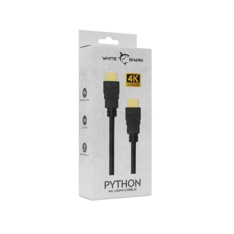 HDMI kabelis White Shark Python 2.0 M/M 2 m — 4K@60 Hz