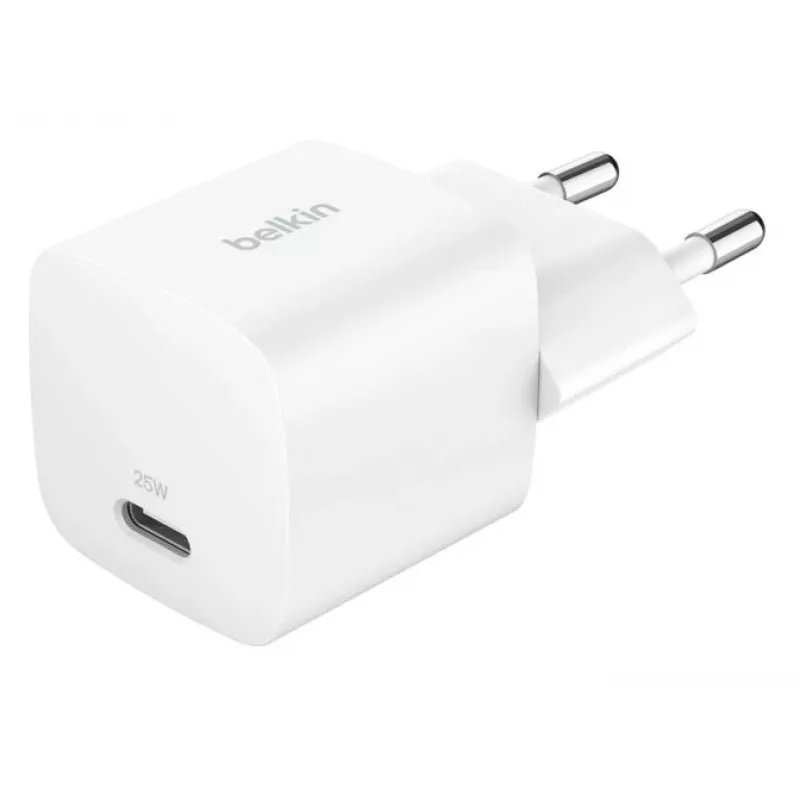 Lādētājs Belkin BoostCharge 25W USB-C PD (iekštelpu maiņstrāva) Balts — pārnēsājamām spēļu konsolēm, viedtālruņiem, planšetdatoriem