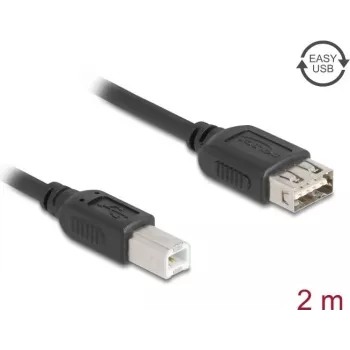 USB 2.0 kabelis DELOCK 81531 — 2 m, USB B uz USB A, melns, zeltīti kontakti
