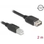 USB 2.0 kabelis DELOCK 81531 — 2 m, USB B uz USB A, melns, zeltīti kontakti