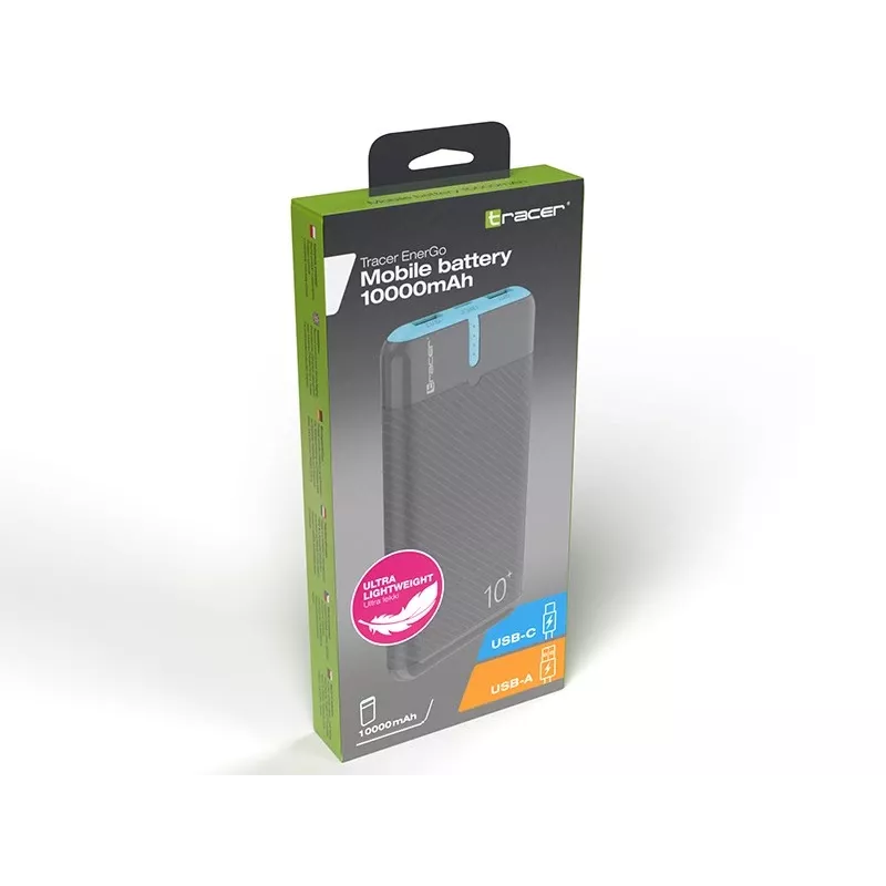 PowerBank EnerGo 10000mAh pelēkzils
