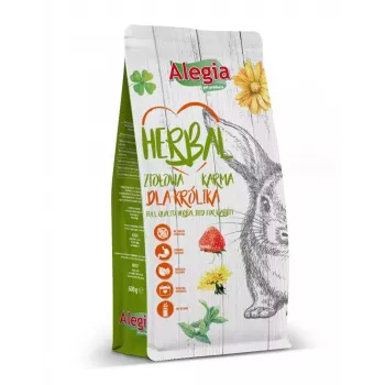 Sausā trušu barība Alegia ALEGIA 600 g — pilnvērtīga pieaugušo trušu barība, augļu garša, bez graudiem, bez glutēna un sojas