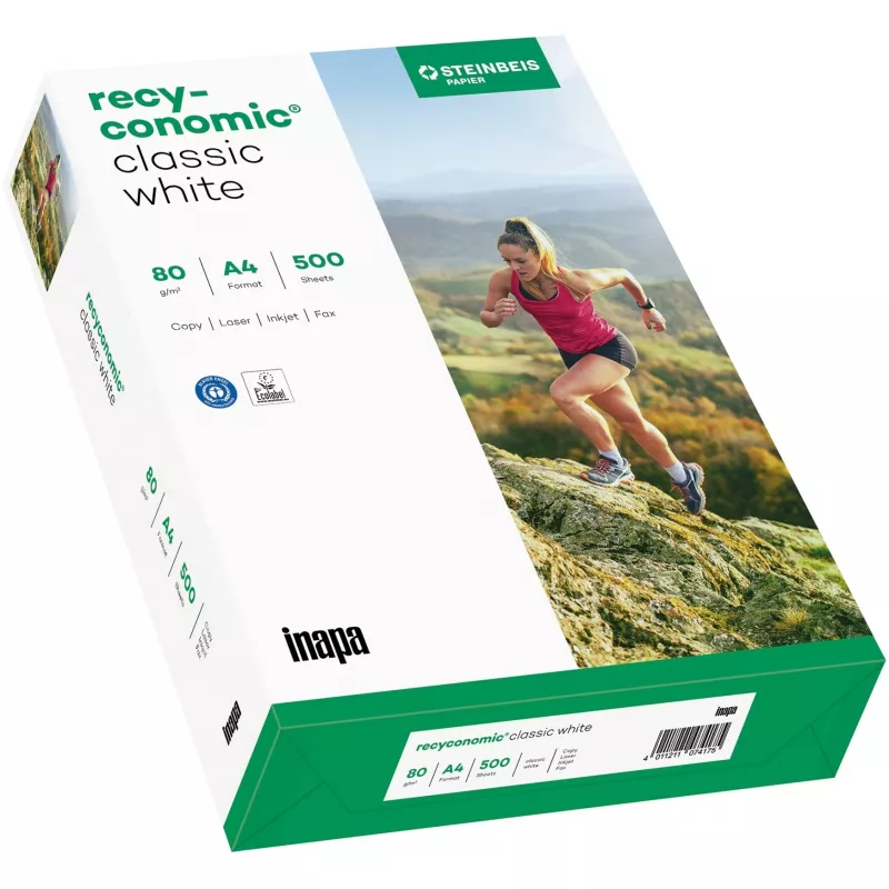 Recyconomic Classic balts A4, Papīrs DIN A4 (500 loksnes), 80 g/m²