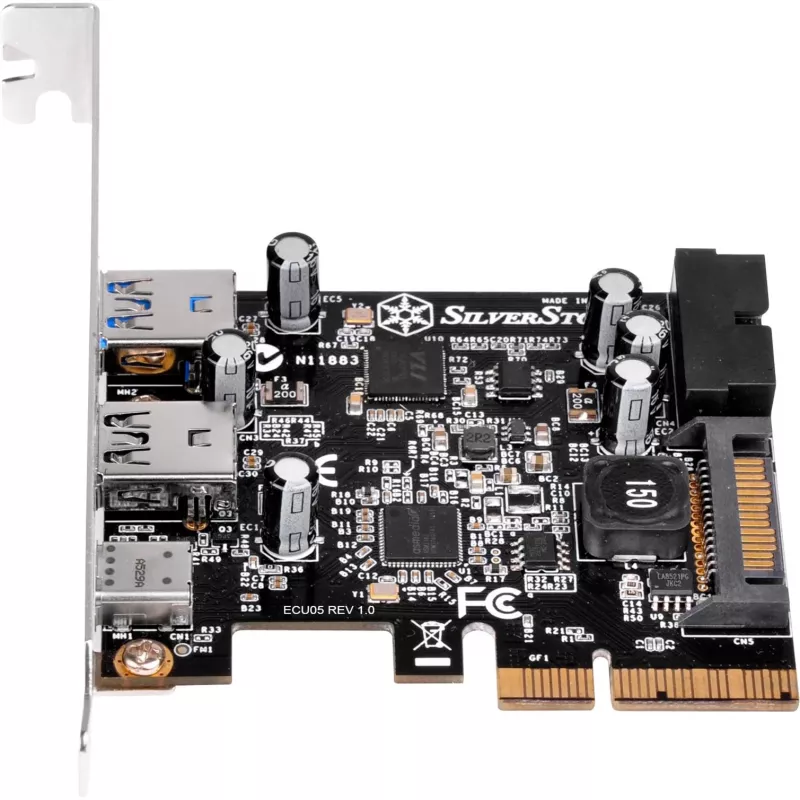 SilverStone ECU05 — USB adapteris — PCIe 2.0 x2 Low Profile — USB 3.1 Type C x 1 + USB3.0 x 2 + USB3.0 (iekšējais) x 2 (SST-ECU05)
