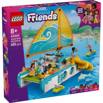 LEGO Friends spēļu komplekts Ceļojumu laivas piedzīvojums 42664 — 685 detaļas, 4 mini-lelles, vecumam 8+, 260×190×320 mm