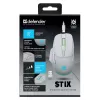 Bezvadu pele DEFENDER Stix GM-009 RF — optiska 3200 DPI, 6 pogas, piemērota abām rokām, USB RF, darbināma ar baterijām, balta