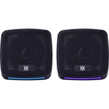 PC skaļruņi DEFENDER J3 2.0 6W LED USB, 2×3W RMS, 90–20000 Hz, 3.5 mm, melni
