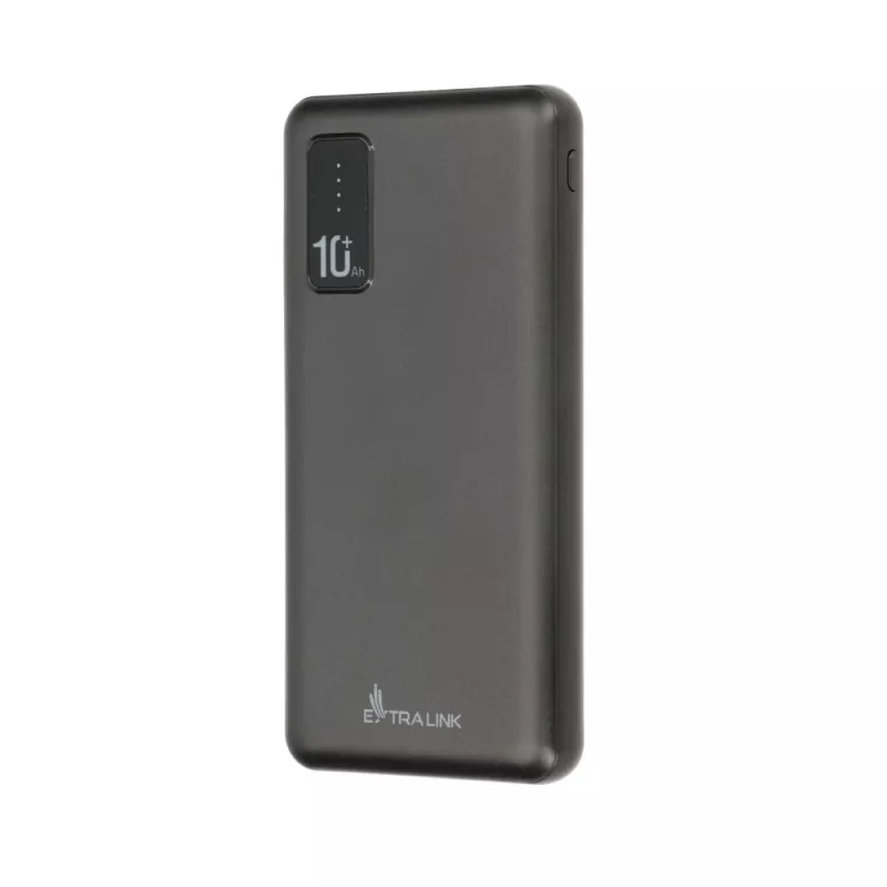 Ārējais akumulators Extralink EPB-098B 10000 mAh, LiPo, 2× USB-A + 1× USB-C, melns