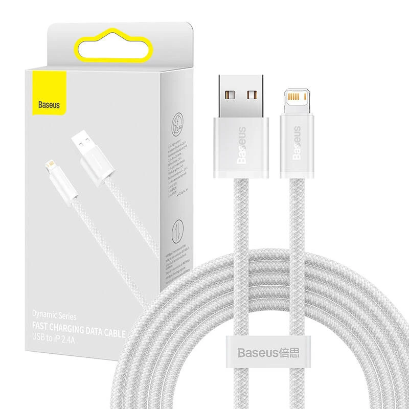 Baseus Dynamic kabelis USB uz Lightning, 2,4A, 2m (Balts)