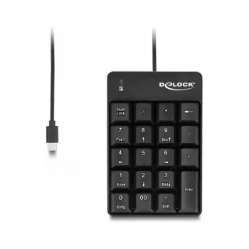 Ciparu tastatūra DeLOCK 12108 USB melna 19 taustiņi 1,6 m kabelis