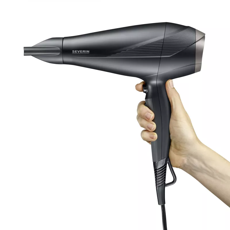 Matu žāvētājs SEVERIN HT0167 melns/sudrabains, 1600 W, kompakts salokāms dizains