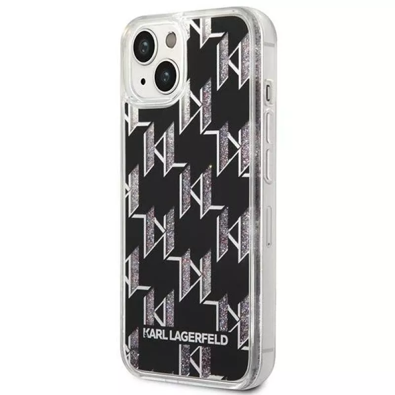 Karl Lagerfeld KLHCP14MLMNMK iPhone 14 Plus 6.7 cietais maciņš melns / melns Liquid Glitter Monogram