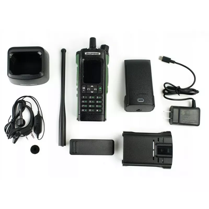 Rokas radioiekārta Baofeng DM-32E — VHF 144–146 MHz, UHF 430–440 MHz, GAISA JOSLAS uztvērējs 108–136 MHz, 2200 mAh, DMR/FM, GPS+APRS