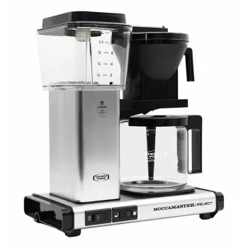 Pilienveida kafijas automāts MOCCAMASTER KBG 741 — 1,25 L ūdens tvertne, 10 krūžu kanna, 1520 W, nerūsējošais tērauds/melns