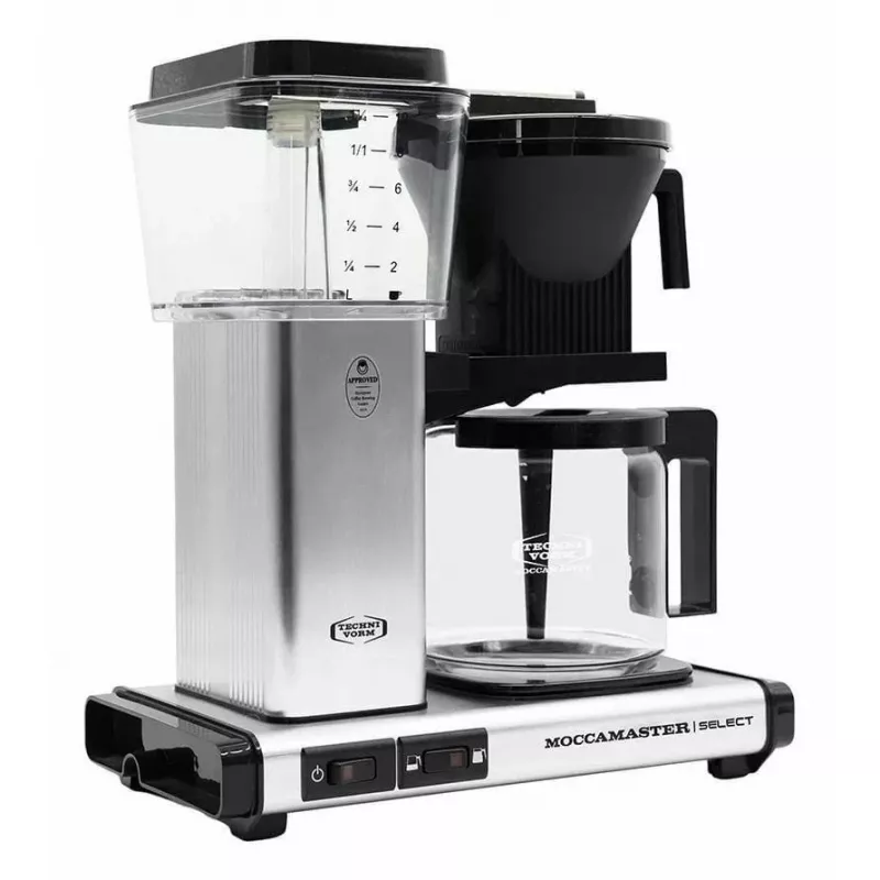 Pilienveida kafijas automāts MOCCAMASTER KBG 741 — 1,25 L ūdens tvertne, 10 krūžu kanna, 1520 W, nerūsējošais tērauds/melns