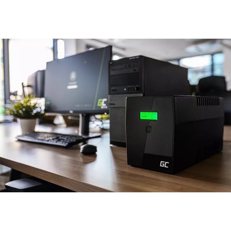 Nepārtrauktās barošanas avots zaļa Cell UPS05 — Line-Interactive 2 kVA / 1200 W, 5x F tipa ligzdas, LCD, USB, RJ-45