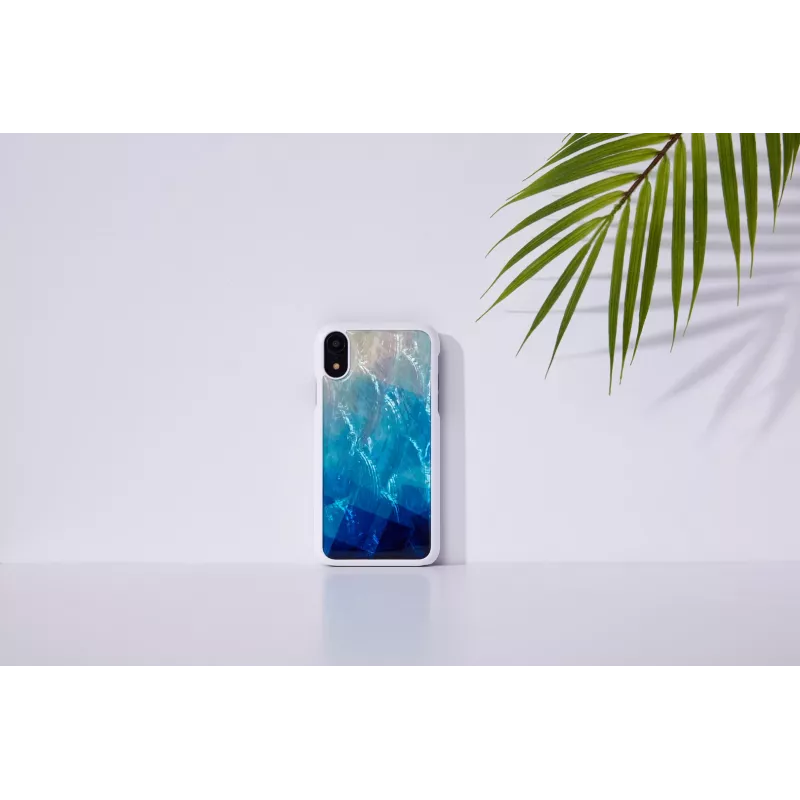 Mobilā telefona maciņš iKins iPhone XR — zils ezers ārpusē, melns iekšpusē