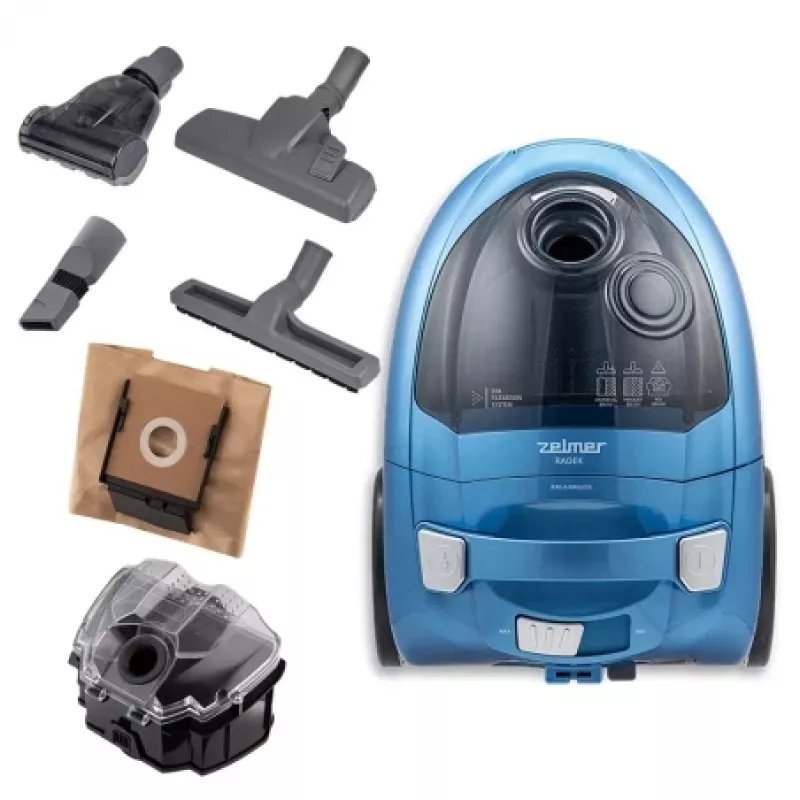 Bezmaisa putekļsūcējs ZELMER ZVC032P zils 1200W, kompakts cilindra dizains