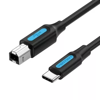 USB-C uz USB 2.0 B tipa kabelis Vention CQUBH — 2 m, melns, 480 Mbps, 2 A