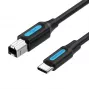 USB-C uz USB 2.0 B tipa kabelis Vention CQUBH — 2 m, melns, 480 Mbps, 2 A
