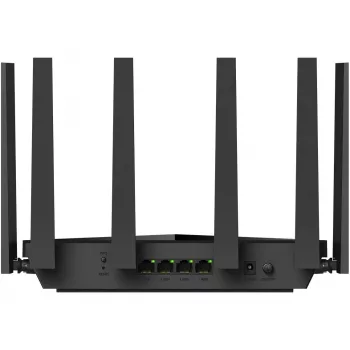 Galda maršrutētājs Cudy WR11000 — trīsjoslu 2,4/5/6 GHz, Wi‑Fi 7, 4× 2,5 Gigabit LAN, 5765 Mb/s 6 GHz joslā, 512 MB RAM