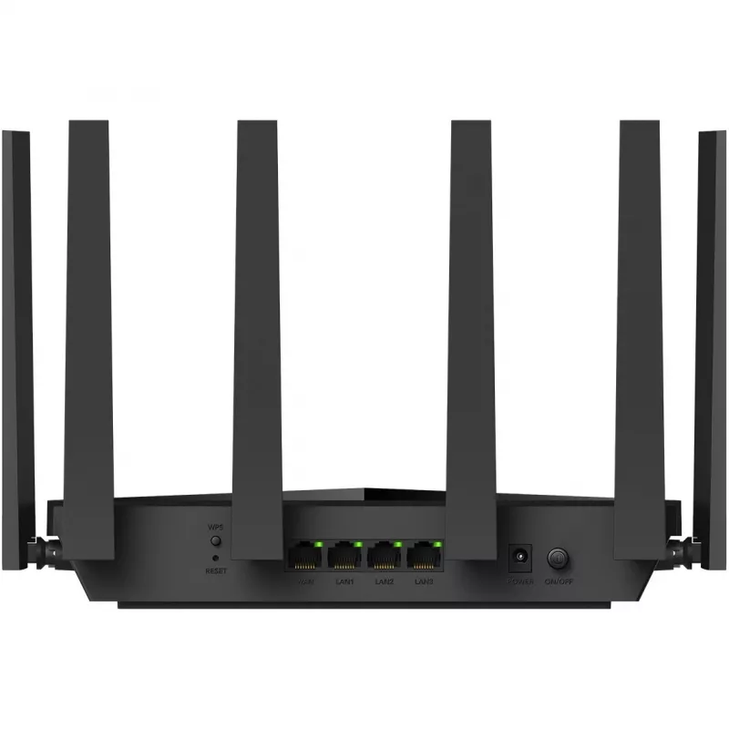 Galda maršrutētājs Cudy WR11000 — trīsjoslu 2,4/5/6 GHz, Wi‑Fi 7, 4× 2,5 Gigabit LAN, 5765 Mb/s 6 GHz joslā, 512 MB RAM