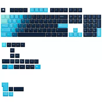 Taustiņu vāciņi GLORIOUS GPBT Gradient Celestial Ice — ANSI izkārtojums, PBT krāsošanas sublimācijas taustiņu vāciņu komplekts