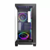 PC korpuss MODECOM Volcano Stellar 5F ATX Midi Tower, rūdīts stikls, 5 iepriekš uzstādīti ventilatori, USB‑C, atbalsta microATX/ATX, maks. GPU 420 mm, CPU dzesētāja augstums 175 mm