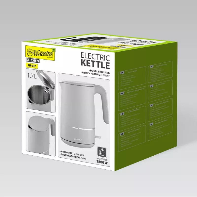Maestro MR-037 elektriskā tējkanna 1,7 L 1800 W (MR-037-GREY) Pelēka