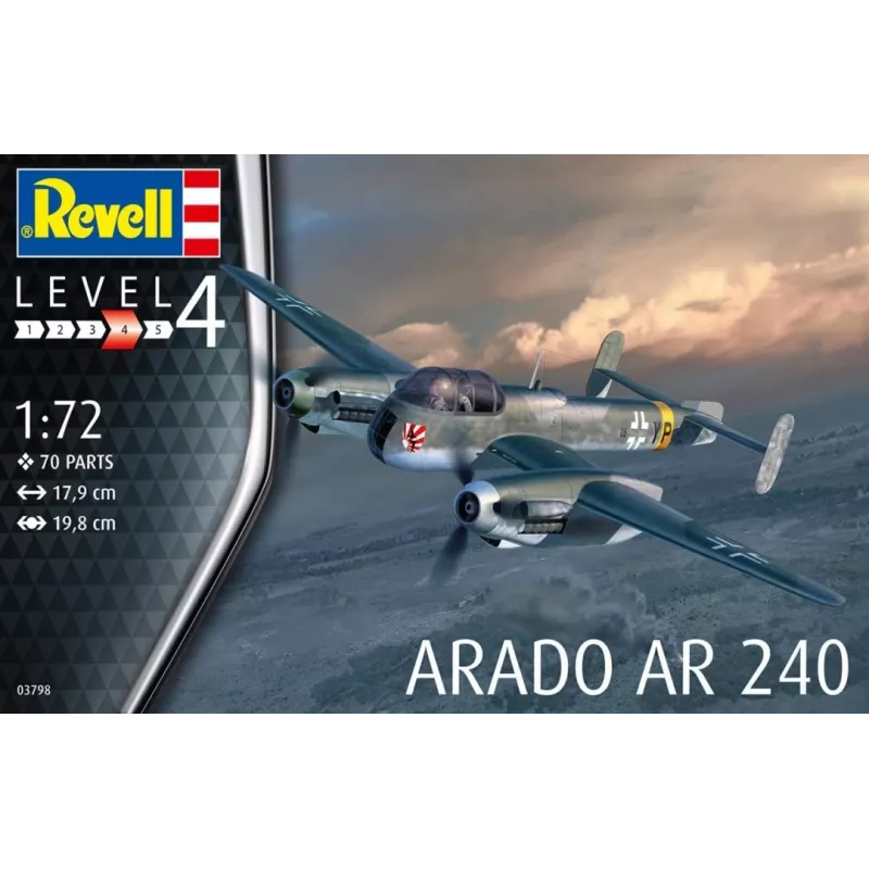 Plastmasas modeļa komplekts REVELL Arado AR-240 mērogā 1:72 — lidmašīnas montāžas modelis
