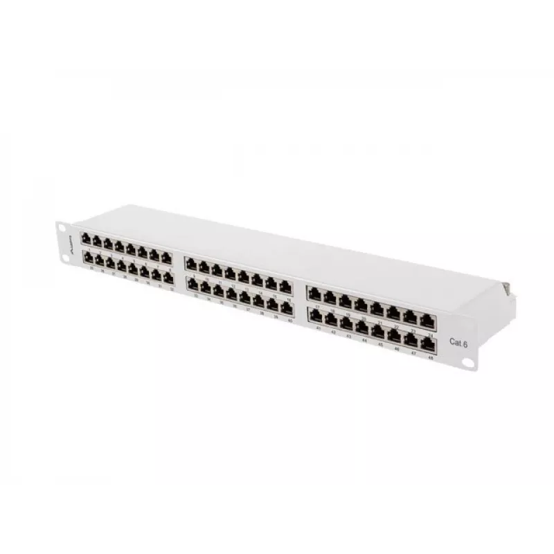 Plāksteru panelis LANBERG PPS6-1048-S 48 portu 1U 19 collu Cat6 FTP ekranēts